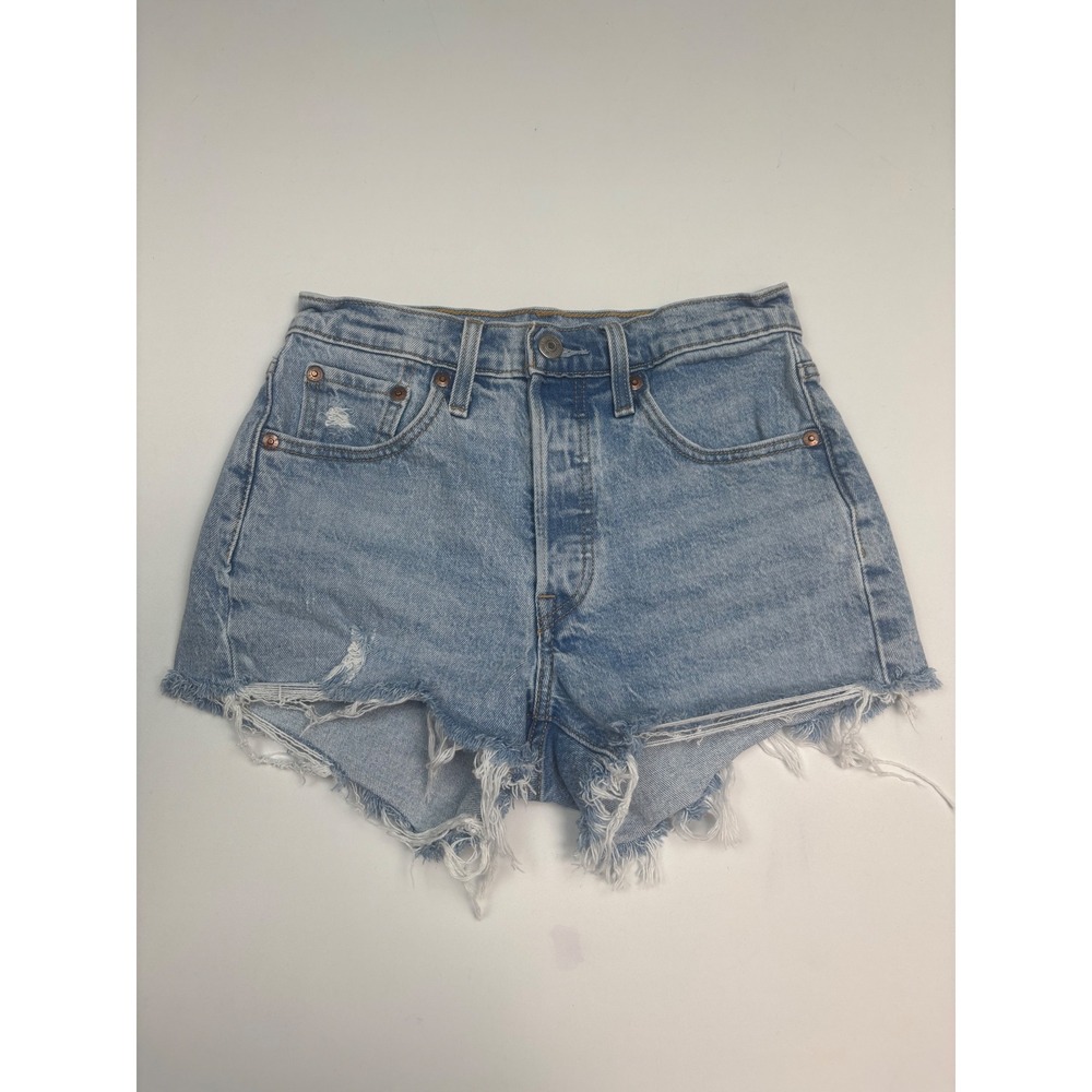 Levi's 501 Original High Rise Distressed Denim Cutoff Shorts‎ Light Wash Size 24